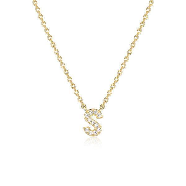 Diamondlite Cubic Zirconia Mini Initial S Necklace - Gold
