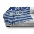 thumbnail image 3 of Ahoy Its a Boy Soft Flannel Fleece Blanket, Baby Shower New Birth Announcement Marine Wheel Striped Backdrop, Cozy Plush for Indoor and Outdoor Use, 70" x 90", Pale Blue Blue White, by Ambesonne, 3 of 6