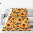 thumbnail image 1 of Fotbe Diamond Bohemian Sunflower Manta de Franela Acolchonada con Estampado, Súper Suave y Esponjosa, Extra Grande para Sofá, Cama, Uso Todo el Año-60"x50", 1 of 7
