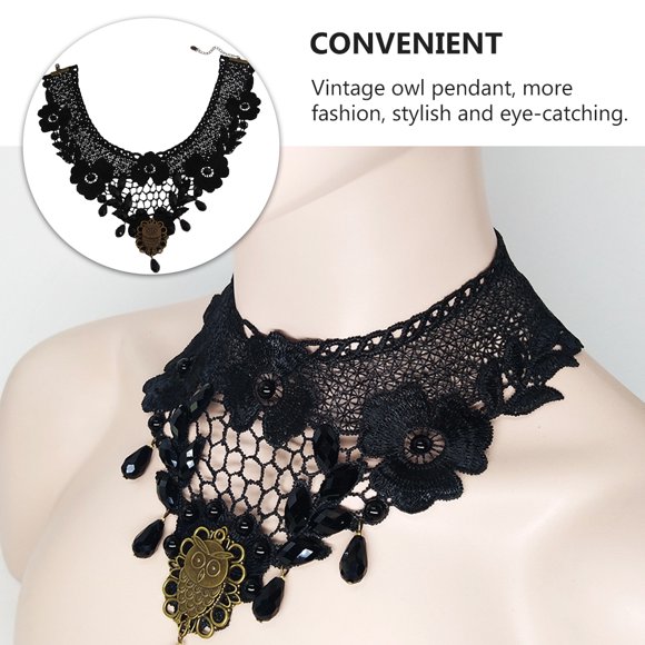 OULII 1Pc Collar Women Choker Necklace Black Lace for  and Party Events