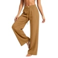 thumbnail image 6 of Oiangi Womens Palazzo Pants Drawstring Elastic Waist Flowy Trousers Casual Pockets Dress Basic Pant for Summer Holiday Khaki 2XL, 6 of 8