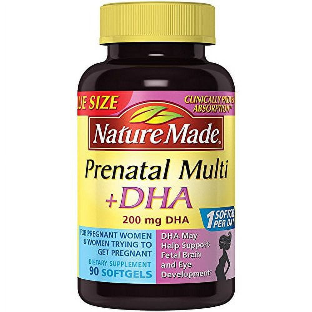 Nature Made Prenatal + DHA 200 mg Softgels Value Size 90 Ct