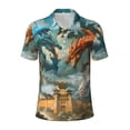 thumbnail image 2 of Daiia Red Blue Dragon Battle Epic Pattern Men’s Polo Shirts,Solid Deck Shirt,Classic Fit, Breathable Cotton Polo for Casual and Sport Wear-Large, 2 of 7