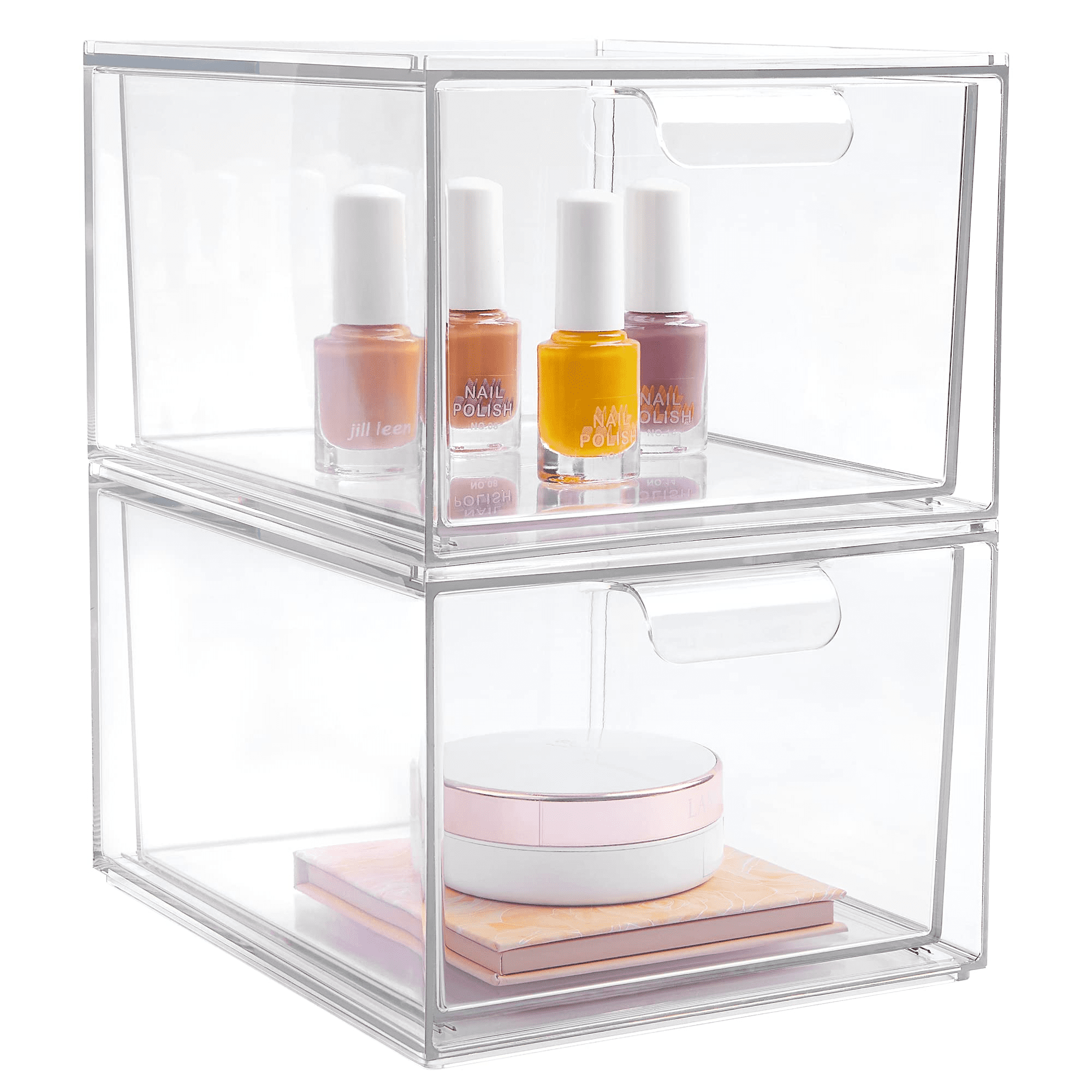 Acrylic Makeup Organizer, Vtopmart 4.4'' Tall Bathroom Clear Plastic Storage Bins, Set of 2