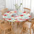 thumbnail image 3 of Pioneer Flower Floral Print Pattern Round Fitted Tablecloth with Elastic Edge,Dining Table Cover Waterproof,Outdoor Round Tablecloth for Camping,Dining,Indoor and Outdoor, 3 of 7