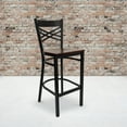 thumbnail image 2 of Flash Furniture HERCULES Series Black ''X'' Back Metal Restaurant Barstool - Mahogany Wood Seat, 2 of 7