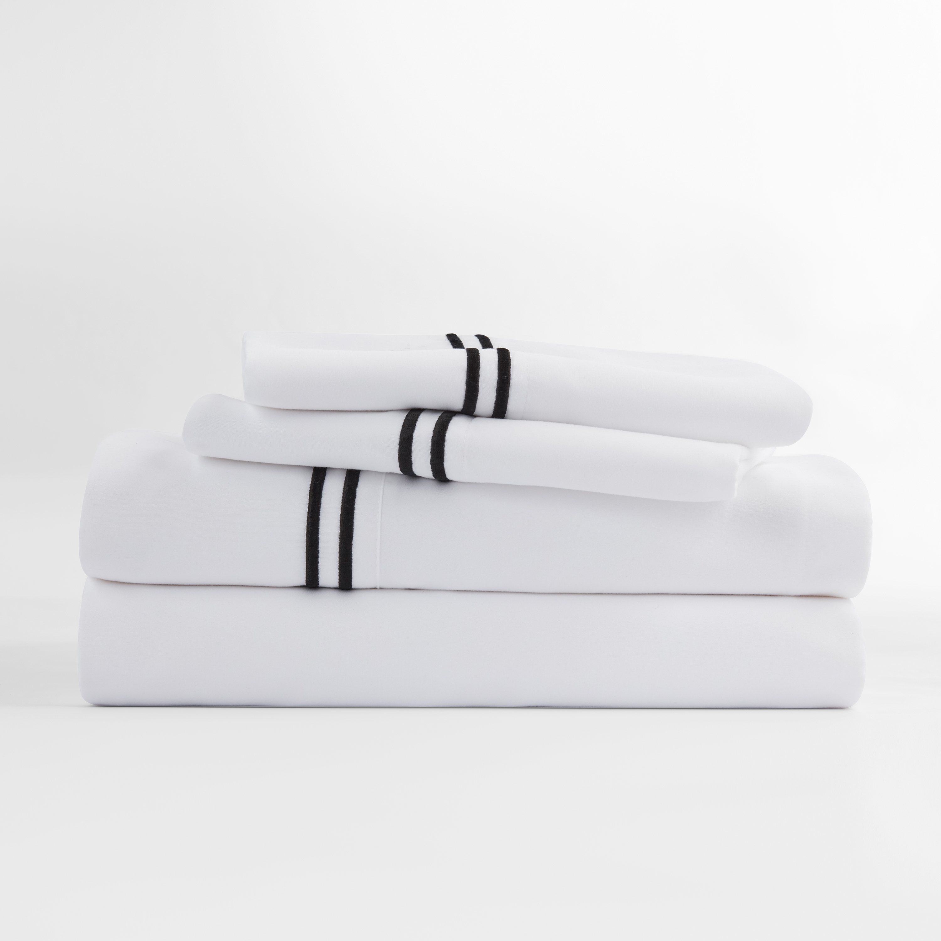 Noble Linen's 4 Piece Sheet Set with Stripe Embroidery - image 3 of 4