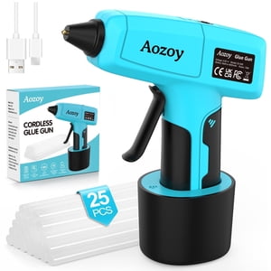 Uarter Hot Glue Gun 4000mAh Full Size Glue Gun with 25 Glue Sticks for Craft Fast Heating Anti-Drip Glue Gun DIY - Green