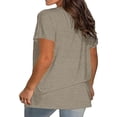 thumbnail image 4 of ZKCCNUK Womens Tops Under $5 Women's Summer Blouse Plus Size V- Neck Recreational Short Sleeve Tops Tunic Tops, 4 of 5