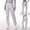 Silver(New), variant on PNTUTB Women's Fashion Iridescent Party Performance Elastic Waist Cuffed Pants with Multiple Pockets