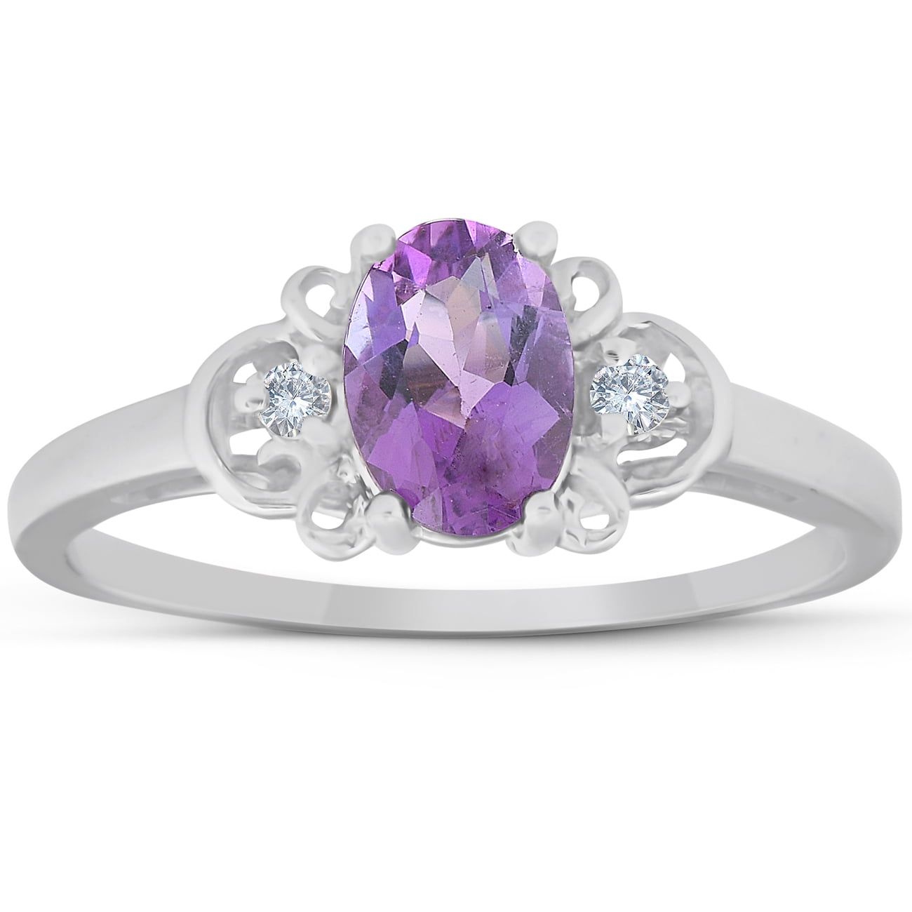 Bague Or Jaune Avec Améthyste Et Diamants - 12,80 Ct - Taille 6.75 - Neuf Sans Boîte