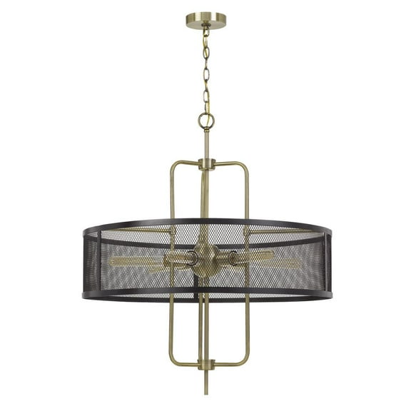 Cal Lighting 60W X 6 Leiden Metal Chandelier With Mesh Shade (Edison Bulbs Are Not Included)
