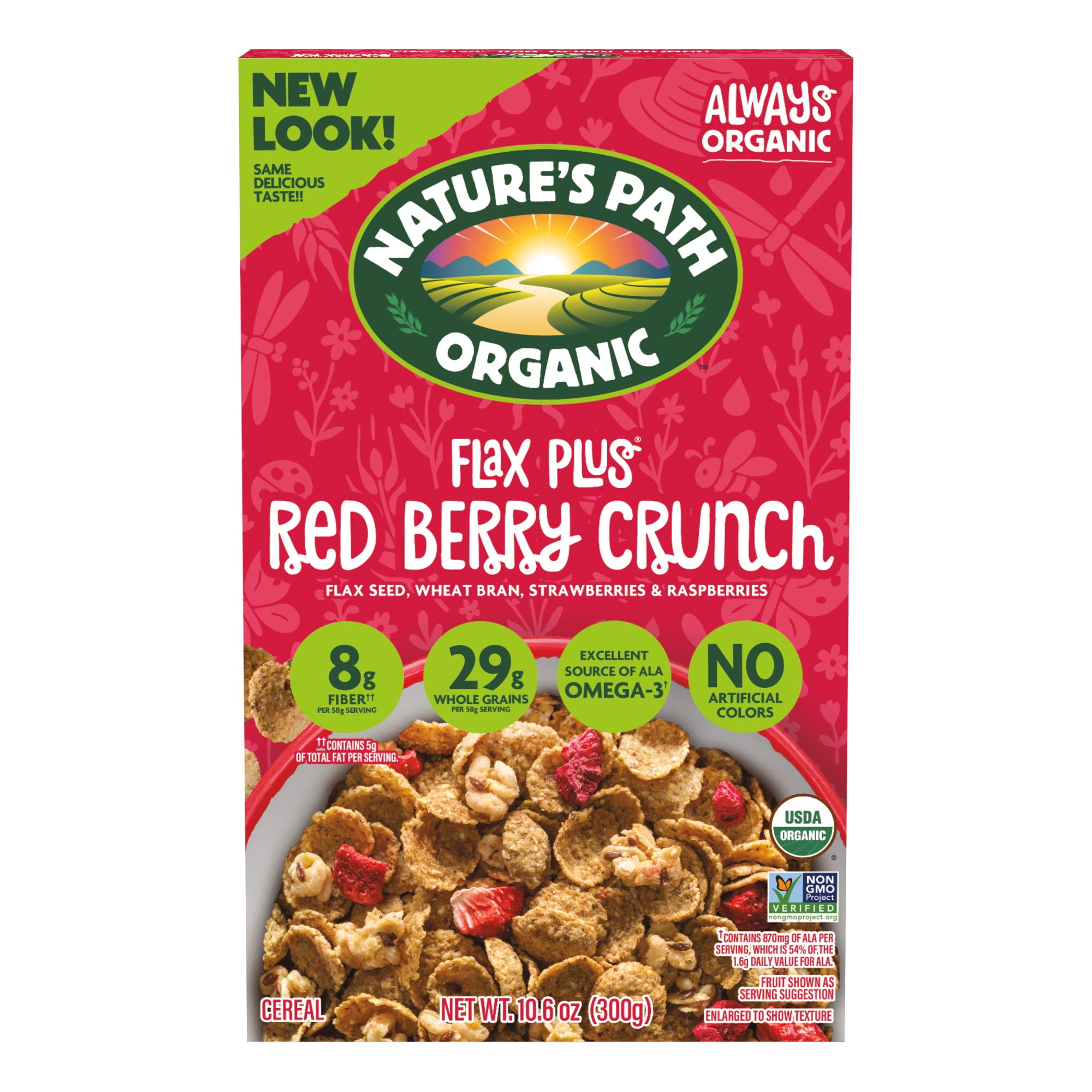 Nature's Path Organic Breakfast Cereal, Flax Plus Red Berry Crunch, 10.6oz Box