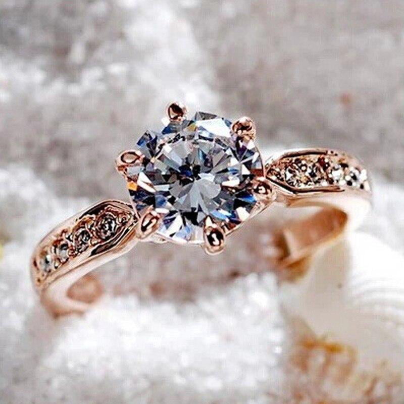 FEDULK Womens Luxury Rings Jewelry Rhinestone Engagement Wedding Bridal Promise Anniversary Ring 
