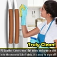 thumbnail image 2 of Refrigerator Door Handle Covers, 6PCS, Leather Kitchen Appliance Handle Covers, Keep Your Fridge Microwave Oven Stove or Dishwasher Clean, Stains Dirty Oils, Kitchen Decor(Dark Orange), 2 of 12