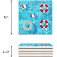 thumbnail image 3 of FMSHPON Happy Summer Swimming Ring Set of 8 Coaster for Drinks, Absorbent Ceramic Stone Coasters Cup Mat with Cork Base for Home Kitchen Room Coffee Table Bar Decor, 3 of 4