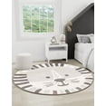 thumbnail image 5 of Unique Loom Whimsy Kids Collection Area Rug - Lion (5' 3" Round Gray/Black) Perfect For Kids Bed Room/Nursery Room/Living Room/Class Room/Play Room, 5 of 5