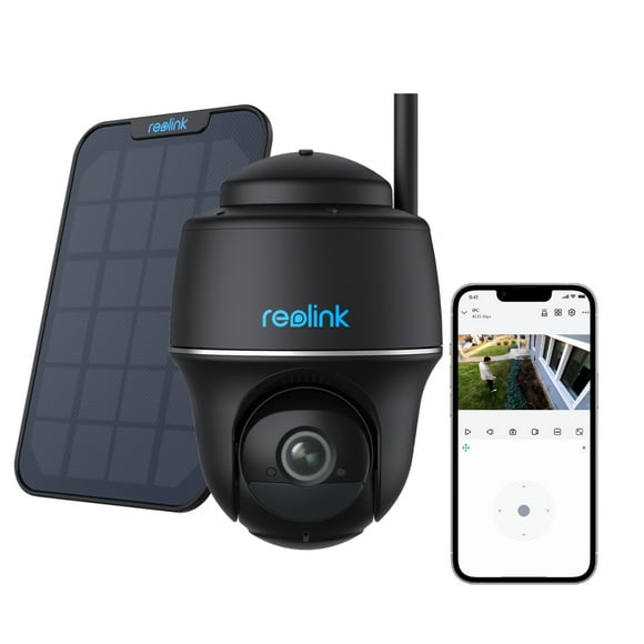 Reolink 4MP Pan Tilt 2.4/5GHz WIFI Outdoor Security Battery-Powered Camera, Smart Person/Vehicle Detect, 2-way Audio, PIR Motion, Night Vision, Support Google Assistant - Argus Series Black Cam+Solar Panel