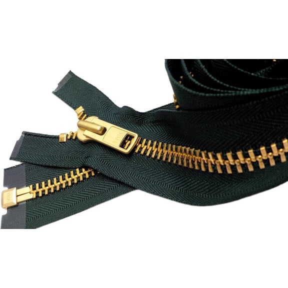 Zipperstop Wholesale Authorized Distributor Ykkâ® 30" Inch Chaps Extra Heavy Duty Weight Jacket Zipper Ykk #10 Brass ~ Separating ~ 890 Hemlock Green (1 Zipper/Pack) Crafter'S Special
