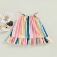 thumbnail image 4 of Girl Sleeveless Dress Vertical Stripe Ruffle Hem Spaghetti Strap Dress, 4 of 8