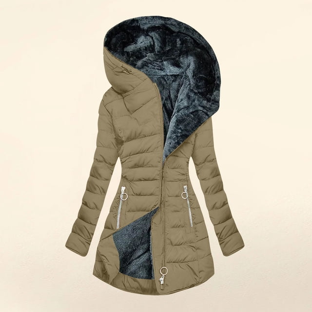 Abrigos y chaquetas casuales con capucha de manga larga para mujer, ropa de otoño e invierno, abrigos de algodón de felpa con capucha de color sólido para mujer