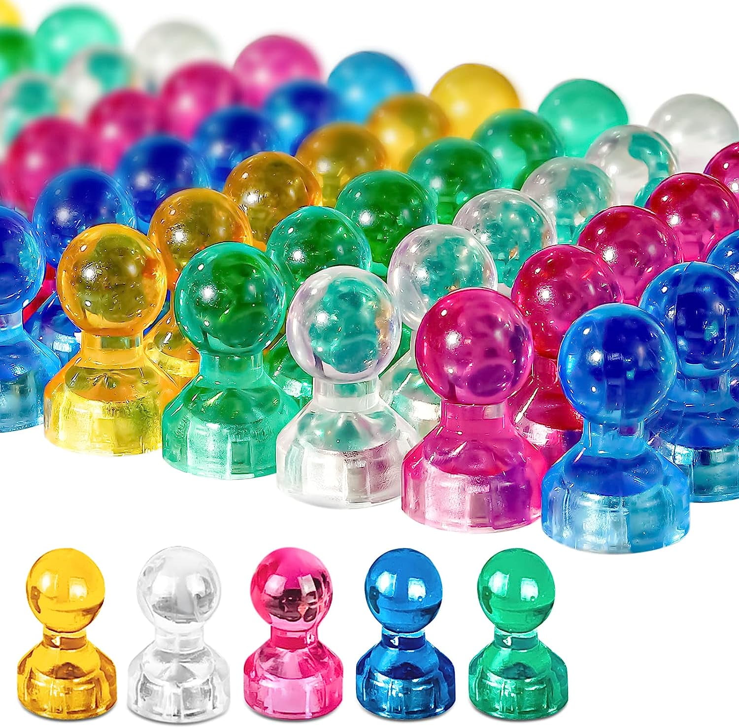 Strong Push Pin Magnets for Whiteboard, 60 Pack Colorful Magnetic Push ...