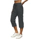 thumbnail image 2 of TaTaai Women's High Waist Linen Pants Elastic Drawstring Waistband with Decorative Ruffles Loose Straight Leg Cropped Length Casual Trousers Featuring Side Pockets Gift, 2 of 7