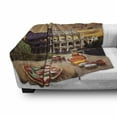 thumbnail image 3 of Rome Soft Flannel Fleece Blanket, Colosseum Italy Pizza Fall Leaves European Italian Picture Traditional Food at Autumn, Cozy Plush for Indoor and Outdoor Use, 60" x 80", Red Brown, by Ambesonne, 3 of 6