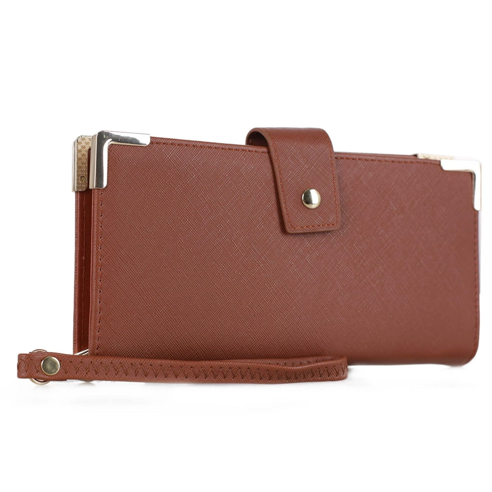 Deluxity - Deluxity Woman Leather Wristlet Wallet Snap Zip Around ...