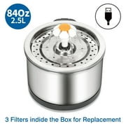 Baloray 2.5 L Stainless Steel Cat Water Fountain with Replacement Filters & Pump