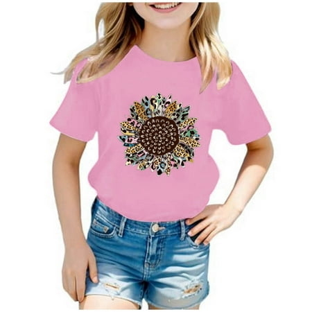 

ZMHEGW Kids Boys Girls Casual Sunflower Print Crew Neck Short Sleeve Tshirt Top Toddler Boys Girls T Shirts