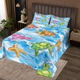 thumbnail image 2 of Erosebridal Colorful Sea Turtle Coverlet Set King, Cute Starfish Bedding Set, Cartoon Ocean Decor, 2 of 5