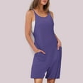 thumbnail image 3 of biudgviw Jumpsuits for Women Scoop Neck Sleevelsess Camisole Shorts Rompers Drawstring Waist Front Pocket Wide Leg Overalls Summer, 3 of 6