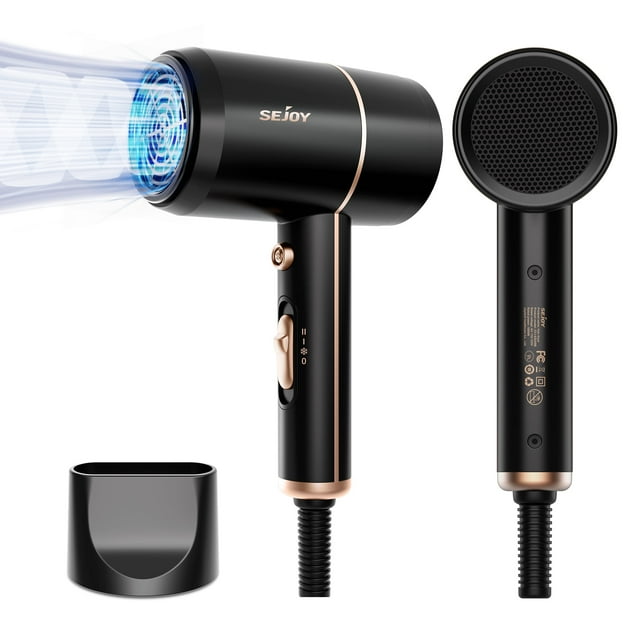 Secador de pelo, 1800W, viento caliente/frío, negro