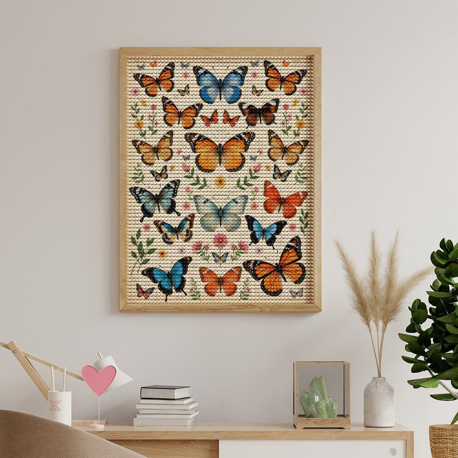 Diamond Art Kit for Adults, Butterfly Botanical Art Print Diamond Painting for Adults Beginners, 5D DIY Diamond Art Painting Kits, Colorful Diamond Painting Craft for Home Decor 12x16