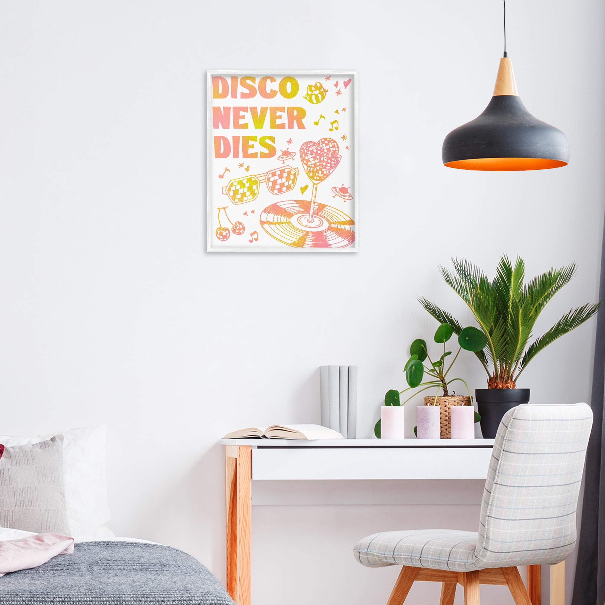Stupell Industries Disco Never Dies White Framed Giclee Art, design by Ziwei Li