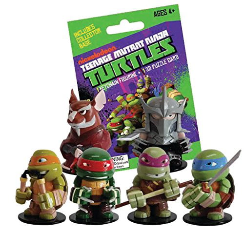 4 PC Set Nickelodeon Teenage Mutant Ninja Turtle Swappz Action Figure Keychains 
