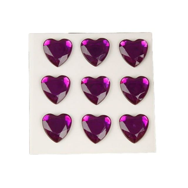 Billuyoard 10 hojas de pegatinas de diamantes de imitación, calcomanías acrílicas de mano para niños, estudiante tridimensional DIY, amor, corazón, Artesanía Morado oscuro Billuyoard HA062097-13B