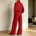 thumbnail image 5 of vdgthytj Sweatsuits Women 2 Piece Outfit Long Sleeve Turtleneck Drop Shoulder Tops Drawstring Wide Leg Pants Fall Athleisure Sets(Small,Wine), 5 of 6