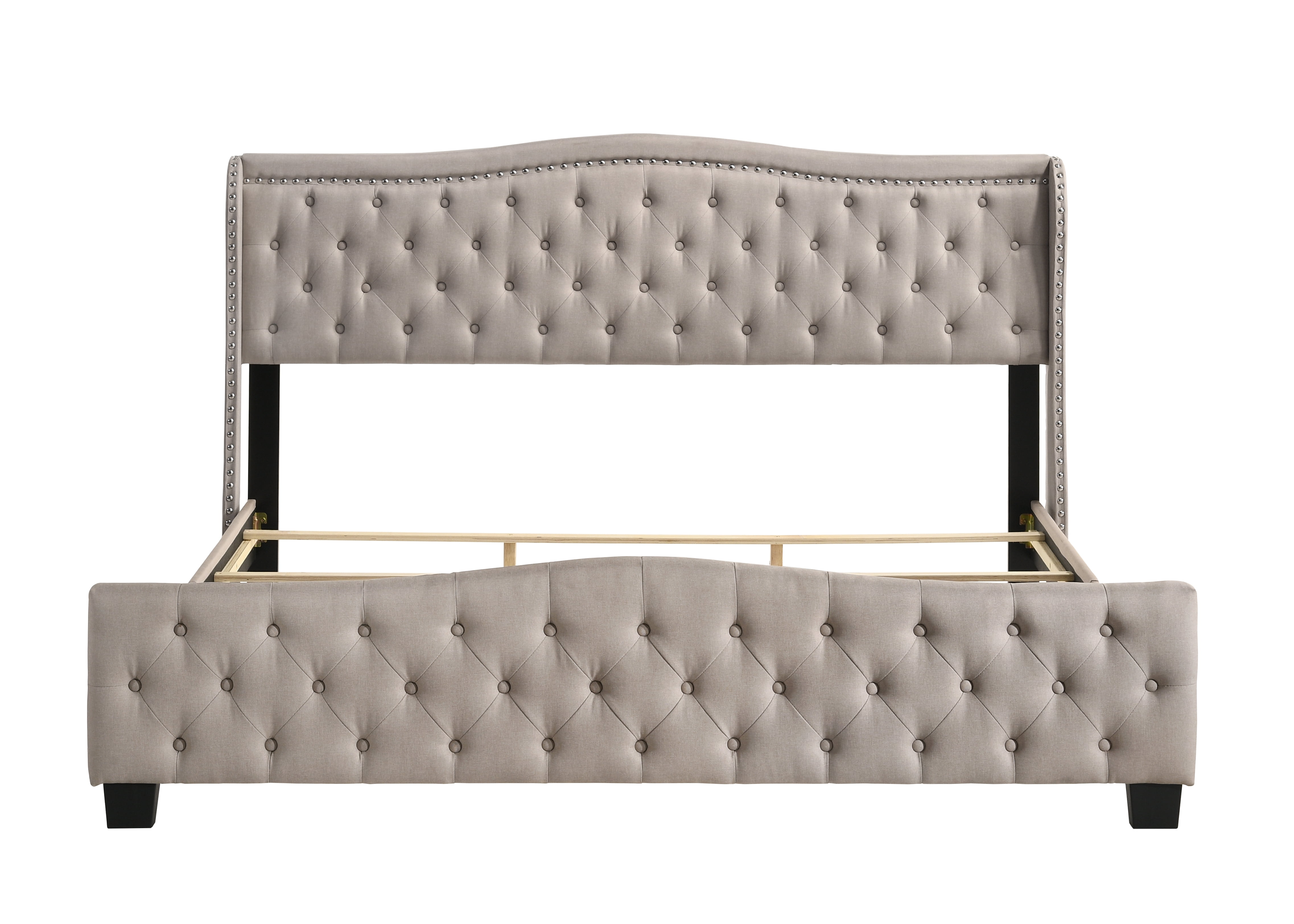 Furniture of America Hillcrest Fabric Tufted Bed, Ivory, Queen
