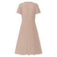 thumbnail image 6 of Mlqidk Shirt Dresses for Women V Neck A Line Casual Plus Size Long Dresses Short Sleeve Flowy Sundresses Wedding Guest Beach Clothes Camel M, 6 of 6