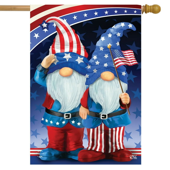 Briarwood Lane Patriotic Gnomes House Flag