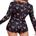thumbnail image 5 of PENGXIANG Femmes Imprimé Pyjamas à Manches Longues Shorts Bodycon Combinaisons, 5 of 5