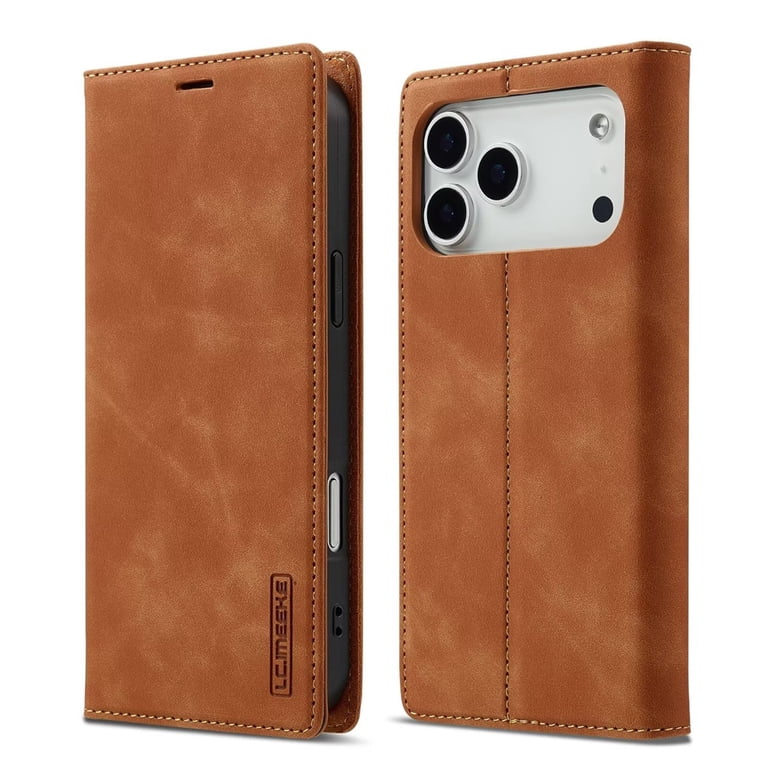 LC.IMEEKE Leather For iPhone 17 Pro Case, Flip Wallet Leather Case