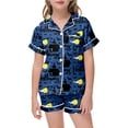 thumbnail image 5 of CUZIBR Baby Pajamas For Boys Girls Halloween Short Sleeve Button Down Shirt And Shorts 2 PC Sleepwear Bat Moon Graphic Lapel Smooth Loungewear Comfort Casual Daily Nightwear,Blue,6-7 Years, 5 of 5