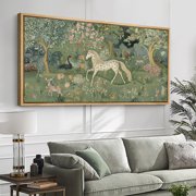Large Framed Canvas Print Colorful Fairy Tale World Wall Art Decorative Ready to Hang Painting for Living room Bedroom - 60x30 Natural Frame