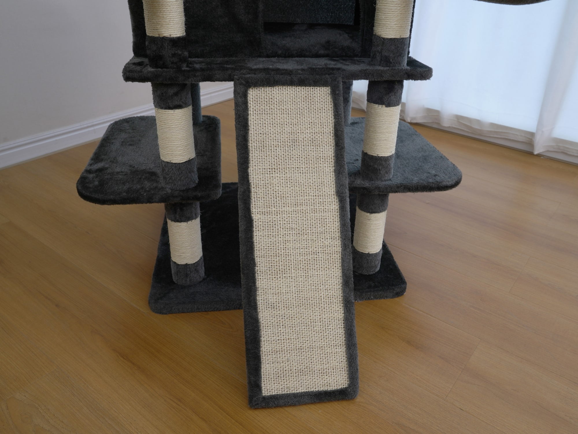 Vibrant Life Heavy Duty 8-Level 66" Cat Tree with Scratching Ramp, Two Condos and Hammocks, Dark Gray