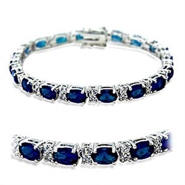 Bracelet en Laiton Rhodié avec Spinelle Synthétique en Saphir pour Femmes Style Pierre Saphir 415501 Taille 7