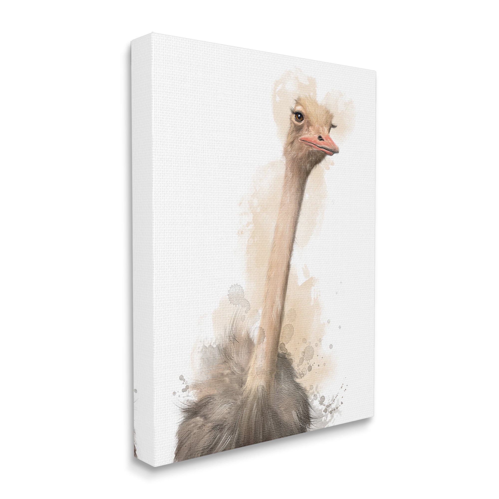 Stupell Industries Ostrich & Modern Splatter Animals & Insects Painting Gallery Wrapped Canvas Art Print Wall Art, 16 x 20