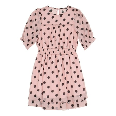 

KIDPIK Girls Polkadot Shiny Dress Short Sleeve Size: 2T - L (12)